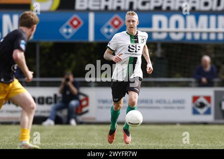 Den Haag, pays-Bas. 06 avril 2024. DEN HAAG, 06-03-2023, Sportpark Houtrust, Betnation Dutch Tweede Divisie Football, saison 2023/2024, match entre Scheveningen et Excelsior Maassluis. Joueur de Scheveningen Lex Immers crédit : Pro Shots/Alamy Live News Banque D'Images