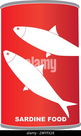 Sardines, conception de symbole d'illustration vectorielle d'icône de poisson en conserve Illustration de Vecteur