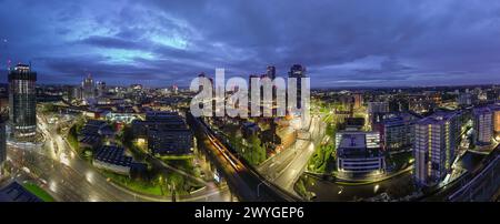 Les levers de soleil sur Deansgate Square, un gratte-ciel résidentiel sur le bord sud de Manchester City Centre, Royaume-Uni ils sont appelés, Nord, Ouest, Banque D'Images