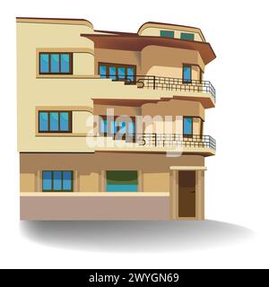 illlustration de bâtiment vintage avec planchers et balcon Illustration de Vecteur