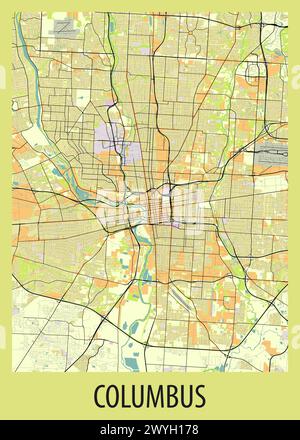 Poster map art de Columbus, Ohio, USA Illustration de Vecteur