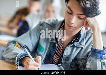 Étudiants, salle de classe, Collège, École d'études commerciales, Université, Donostia, Saint-Sébastien, Gipuzkoa, pays Basque, Espagne, Europe. Banque D'Images