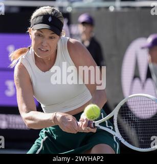 6 avril 2024 : Danielle Collins (USA) bat Maria Sakkari (GRE) au Credit One Charleston Open joué au Family Circle Tennis Center à Charleston, Caroline du Sud/USA © Leslie Billman/Tennisclix/Cal Sport Media Banque D'Images