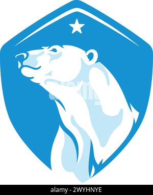 Tête d'ours polaire dans le logo Shield Illustration de Vecteur