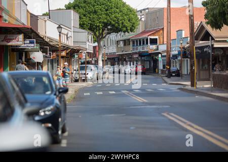 Scènes du village pittoresque et des rues de Lahaina sur l'île polynésienne de Maui, Hawaï, images prises avant les incendies dévastateurs de 2023 Banque D'Images