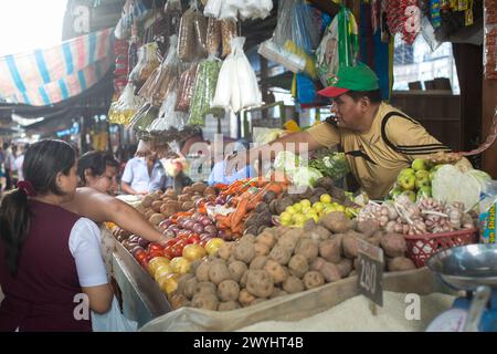 Scènes du marché de Belen dans la jungle amazonienne ville d'Iquitos où le Rio Itaya rencontre le Rio Amazonas Banque D'Images