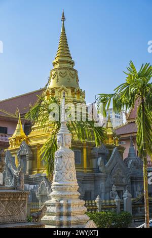 Cambodge, Phnom Penh, district de Doun Penh, Wat Saravan Techo Banque D'Images