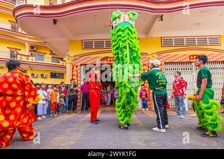 Cambodge, province de Kampot, Kampot, performance itinérante pour le festival Têt ou le nouvel an chinois Banque D'Images