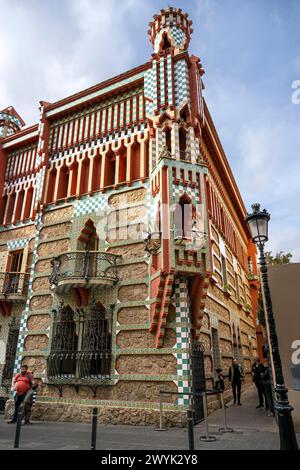 Espagne, Catalogne, Barcelone, Casa Vicens (1883 - 1885) par l'architecte moderniste catalan Antoni Gaudi, site du patrimoine mondial de l'UNESCO Banque D'Images