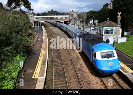 Le wagon avant n° 43055 du train à grande vitesse Midland Pullman à la gare de Torquay avec le Torbay Riviera Pullman de Hull à Paignton. Banque D'Images