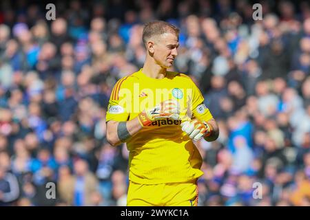 Glasgow, Royaume-Uni. 07 avril 2024. Les Rangers affrontent le Celtic à l'Ibrox Stadium, Glasgow, Écosse, Royaume-Uni, dans le troisième match Old Firm de la saison Scottish Premiership. Le Celtic est actuellement en avance sur les Rangers dans la ligue, de 1 point, bien que les Rangers aient un match en main. Le résultat de ce jeu est important pour les deux équipes. Crédit : Findlay/Alamy Live News Banque D'Images