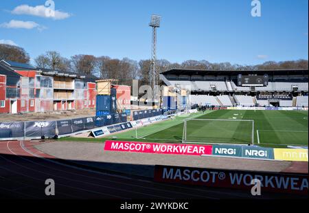 Aarhus Stadium est vu en construction avant le match de Superliga entre AGF et FC Midtjylland au Ceres Park à Aarhus, dimanche 7 mars 2024 crédit : Ritzau/Alamy Live News Banque D'Images