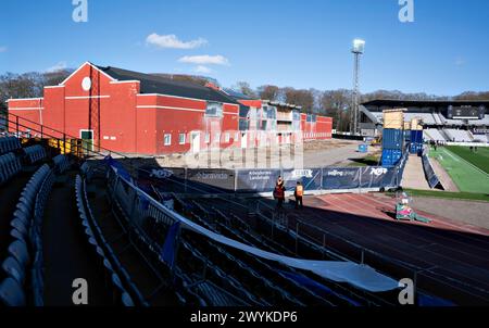 Aarhus Stadium est vu en construction avant le match de Superliga entre AGF et FC Midtjylland au Ceres Park à Aarhus, dimanche 7 mars 2024 crédit : Ritzau/Alamy Live News Banque D'Images