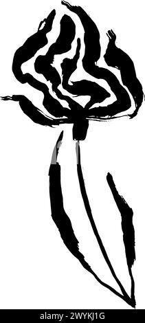 Silhouette de fleur de coquelicot grunge Dry Bruch Illustration de Vecteur