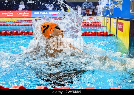 LONDRES, ROYAUME-UNI. 07 avril 2024. Manches pendant les Championnats de natation Speedo Aquatics GB 2024 - jour 6 au London Aquatics Centre le dimanche 07 avril 2024. LONDRES ANGLETERRE. Crédit : Taka G Wu/Alamy Live News Banque D'Images