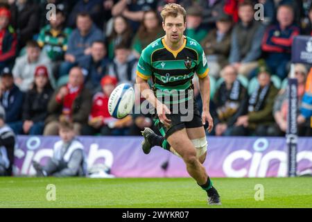 James Ramm de Northampton lors de la Coupe des Champions Investec, Round of 16 match entre les Northampton Saints et Munster Rugby au Cinch Stadium @ Franklin's Gardens à Northampton, Angleterre, Royaume-Uni le 7 avril 2024 (photo by Andrew SURMA/ Credit : Sipa USA/Alamy Live News Banque D'Images