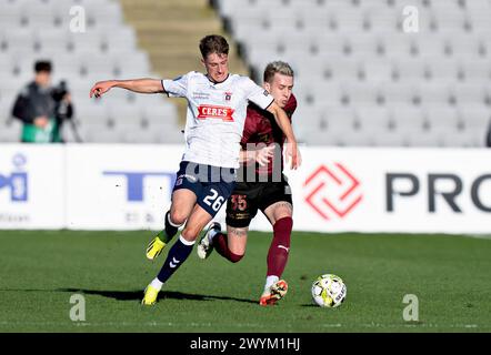 Jacob Andersen de l'AGF contre Charles du FC Midtjylland dans le match de Superliga 3F entre l'AGF et le FC Midtjylland au Ceres Park à Aarhus, dimanche 7 mars 2024. (Photo : Henning Bagger/Ritzau Scanpix) Banque D'Images