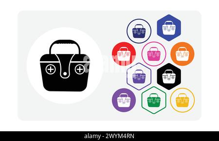 Icône de sac médical de premiers soins Illustration de Vecteur
