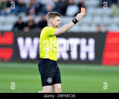 Tobias Anker de l'AGF a reçu un carton rouge dans le match de Superliga 3F entre l'AGF et le FC Midtjylland au Ceres Park à Aarhus, dimanche 7 mars 2024. (Photo : Henning Bagger/Ritzau Scanpix) Banque D'Images