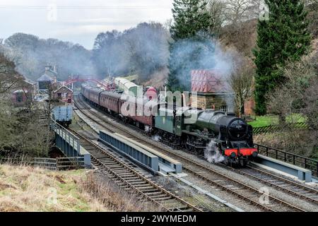 46100 Royal Scot quittant Goathland sur le North York Moors Railway Banque D'Images
