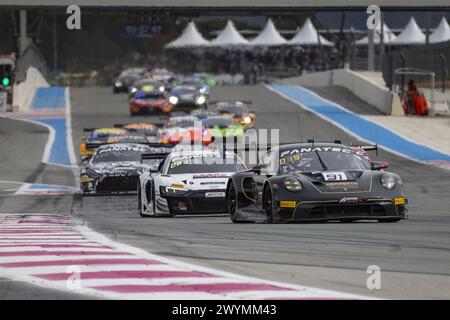 91 BOHN Ralf (ger), RENAUER Robert (ger), Schuring Morris (ndl), Herberth Motorsport, Porsche 911 GT3 R (992), action lors de la 1ère manche du Fanatec GT World Challenge 2024 propulsé par AWS sur le circuit Paul Ricard, du 5 au 7 avril 2024 au Castellet, France Banque D'Images