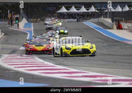 02 GOUNON Jules (and), SCHILLER Fabian (ger), STOLZ Luca (ger), Mercedes AMG Team GetSpeed, Mercedes-AMG GT3 Evo, action lors de la 1ère manche du Fanatec GT World Challenge 2024 propulsé par AWS sur le circuit Paul Ricard, du 5 au 7 avril 2024 au Castellet, France Banque D'Images