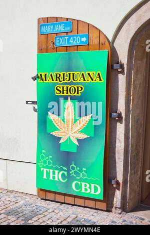 Porte de marijuana Shop à Prague, République tchèque Banque D'Images