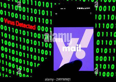 Inde. 07 avril 2024. Dans cette illustration photo, un logo Yahoo mail vu affiché sur un smartphone. (Photo par Avishek Das/SOPA images/SIPA USA) *** strictement à des fins d'actualités éditoriales *** crédit : SIPA USA/Alamy Live News Banque D'Images