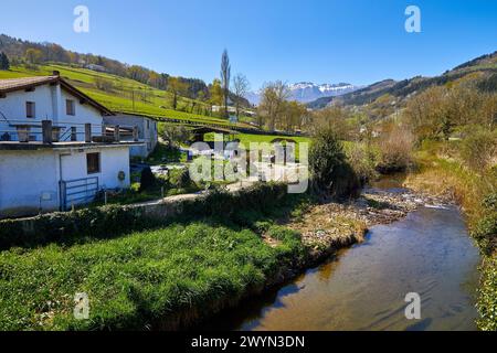 Rivière Oria, Segura, Gipuzkoa, pays Basque, Espagne. Banque D'Images