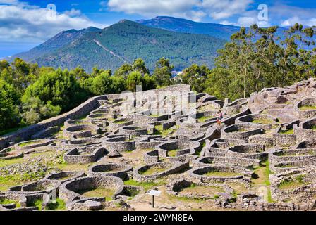 Castro de Santa Tegra, village de l'âge du Fer, A Guarda, Pontevedra, Galice, Espagne. Banque D'Images