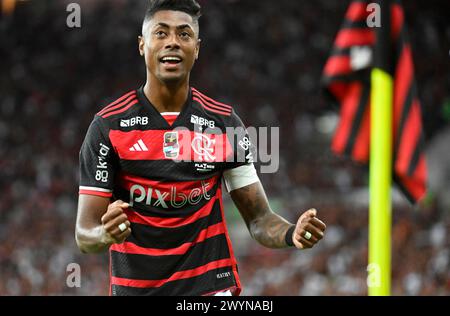 Rio de Janeiro, Brésil. 07 avril 2024. Rio de Janeiro, Brésil, 30 mars 2024 : Bruno Henrique du Flamengo célèbre son but (1-0) entre Flamengo et Nova Iguaçu au stade Maracanã de Rio de Janeiro, Brésil. (Andre Ricardo/Sports Press photo/SPP) crédit : SPP Sport Press photo. /Alamy Live News Banque D'Images