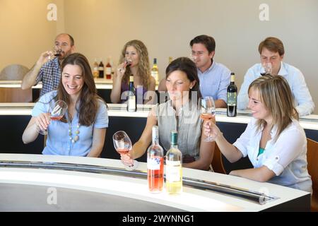 Dégustation de vin, cave Olarra, Rioja, Logroño, Espagne. Banque D'Images