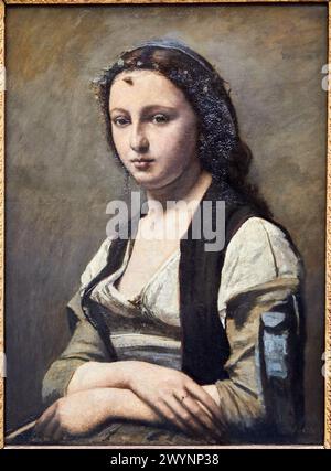 'La femme à la perle', 1868-1870, Camille Corot (1868-1870), Musée du Louvre, Paris, France, Europe. Banque D'Images