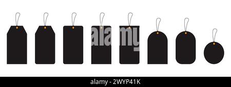 Étiquettes de prix vierges ou étiquettes de réduction, étiquettes cadeaux de différentes formes et vecteurs. Illustration de Vecteur