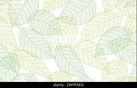 Illustration de fond sans couture vectorielle répétable horizontalement et verticalement avec Leaf Veins Silhouette Pattern isolé sur Un fond blanc. Illustration de Vecteur