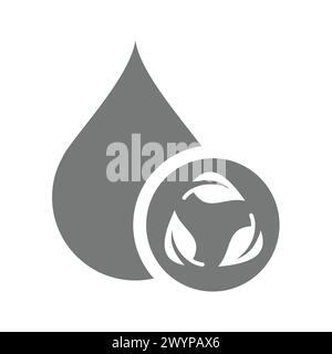 Icône de vecteur eau propre. Goutte d'eau et symbole recyclé. Illustration de Vecteur