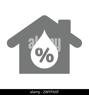 Icône de vecteur de pourcentage d'humidité et de maison. Symbole de climatisation domestique. Illustration de Vecteur