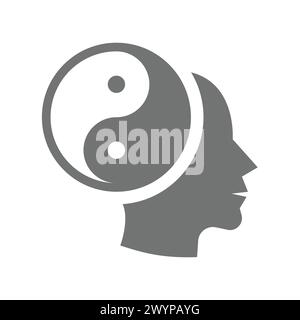 Icône d'esprit Zen Yin et Yang. Harmonie et équilibre, vecteur de méditation. Illustration de Vecteur