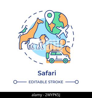Icône de concept multicolore Safari Illustration de Vecteur