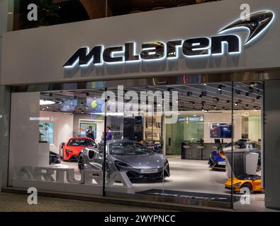 Les nouvelles voitures électriques McLaren, Hong Kong, Chine. Banque D'Images