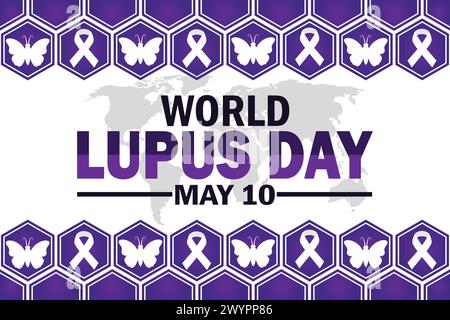 Fond d'écran World lupus Day avec des formes et typographie. 10 mai. Journée mondiale du lupus, arrière-plan Illustration de Vecteur