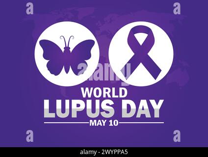 Journée mondiale du lupus. 10 mai. Concept de vacances. Modèle pour fond, bannière, carte, affiche avec inscription de texte. Illustration vectorielle Illustration de Vecteur