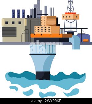 Illustration vectorielle de plate-forme offshore industrielle Illustration de Vecteur