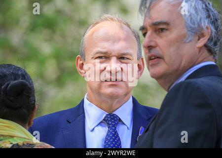 Ed Davey, Sir Edward Davey, député, chef du Parti libéral démocrate (Libdems) lors d'un événement sur la sécurité des bâtiments à Londres, au Royaume-Uni Banque D'Images