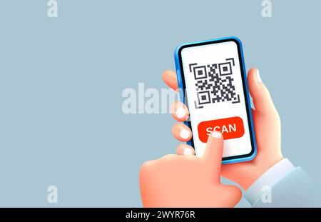 QR code scan, application de numérisation mobile, téléphone payer. Vecteur Illustration de Vecteur