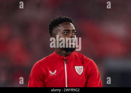 Séville, Espagne. 07 avril 2024. Inaki Williams de l'Athletic Club regarde lors de la finale de la Copa del Rey 2024 entre l'Athletic Club et Majorque à l'Estadio la Cartuja de Sevilla. Scores finaux ; Athletic Club 1:1 Mallorca. (Pénalités : 4:2) crédit : SOPA images Limited/Alamy Live News Banque D'Images