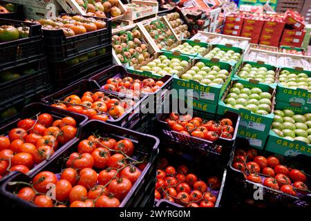 Fruits et légumes Mercabilbao, marché de gros de Basauri, Bilbao, Biscaye, Pays Basque, Espagne. Banque D'Images