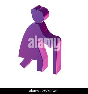Belles illustrations abstraites icônes de symbole de femme âgée bleue Banque D'Images