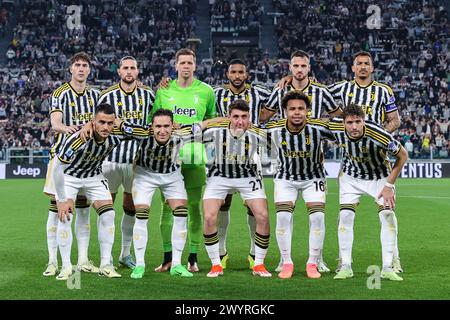 Turin, Italie. 07 avril 2024. Équipe Juventus FC lors du match de football Serie A 2023/24 entre Juventus FC et ACF Fiorentina au stade Allianz, Turin, Italie, le 07 avril 2024 - photo FCI/Fabrizio Carabelli (photo Fabrizio Carabelli/SOPA images/Sipa USA) crédit : Sipa USA/Alamy Live News Banque D'Images