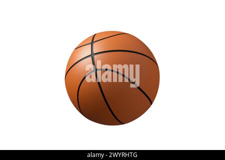 Basketball isolé sur fond blanc avec espace de copie. Rendu 3D. Banque D'Images
